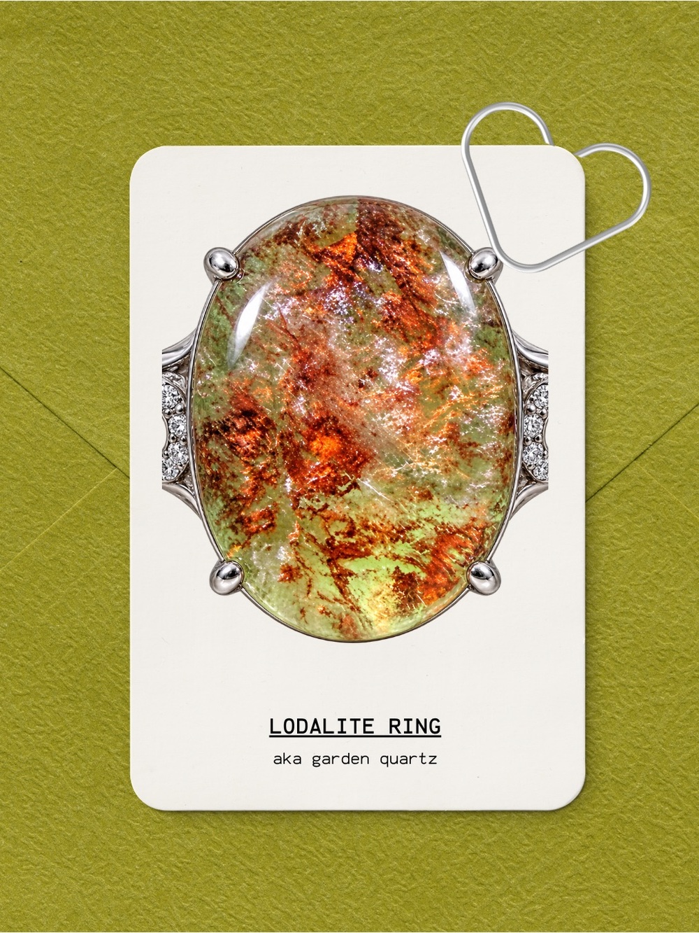 Lodalite (Garden Quartz) Ring - White Bronze